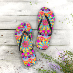 Vibrant Mandala Flip Flops - Spiritual & Colorful Shoes - Blululi