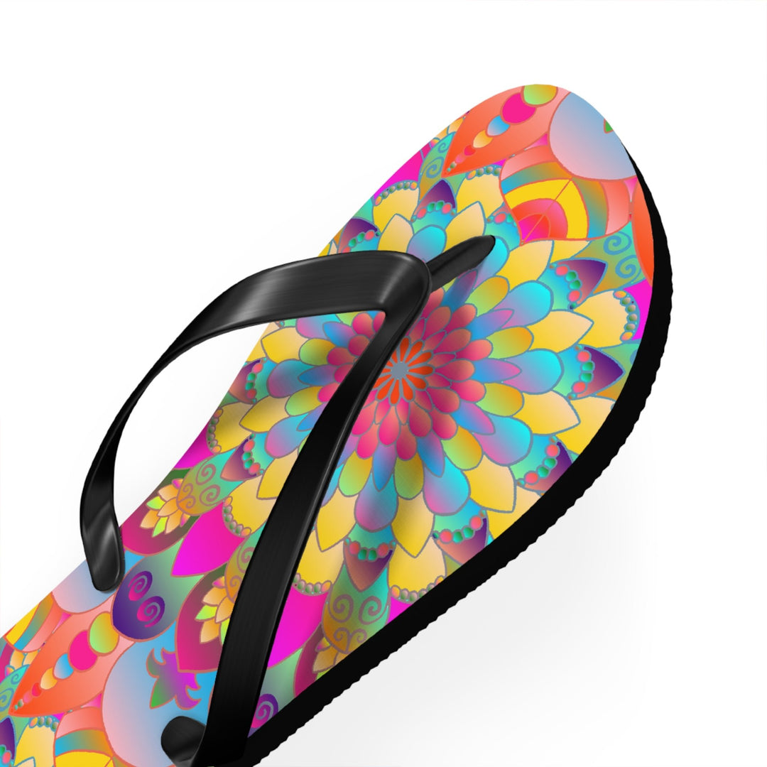 Vibrant Mandala Flip Flops - Spiritual & Colorful Shoes - Blululi