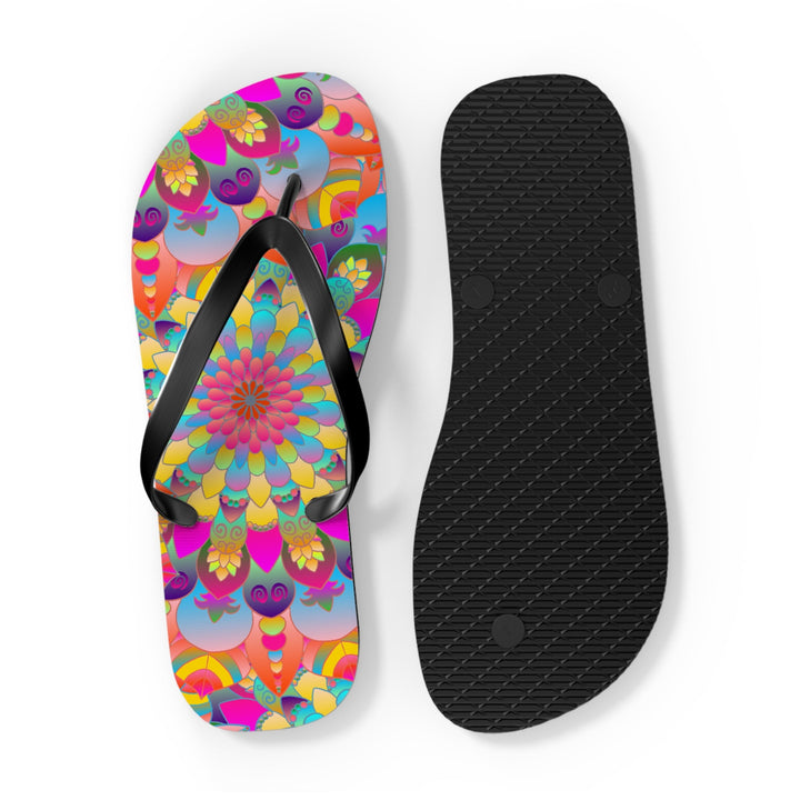 Vibrant Mandala Flip Flops - Spiritual & Colorful Shoes - Blululi