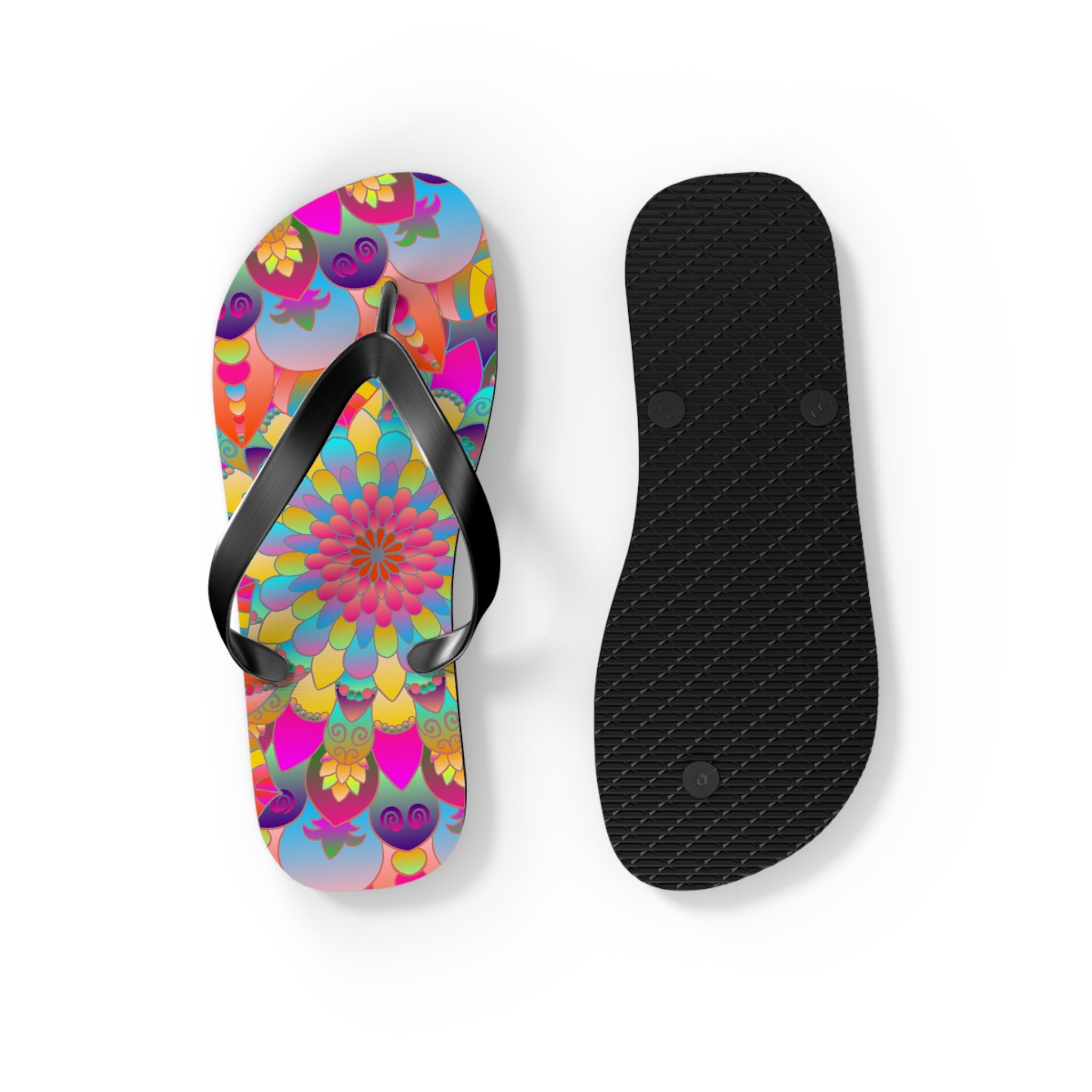 Vibrant Mandala Flip Flops - Spiritual & Colorful Shoes - Blululi