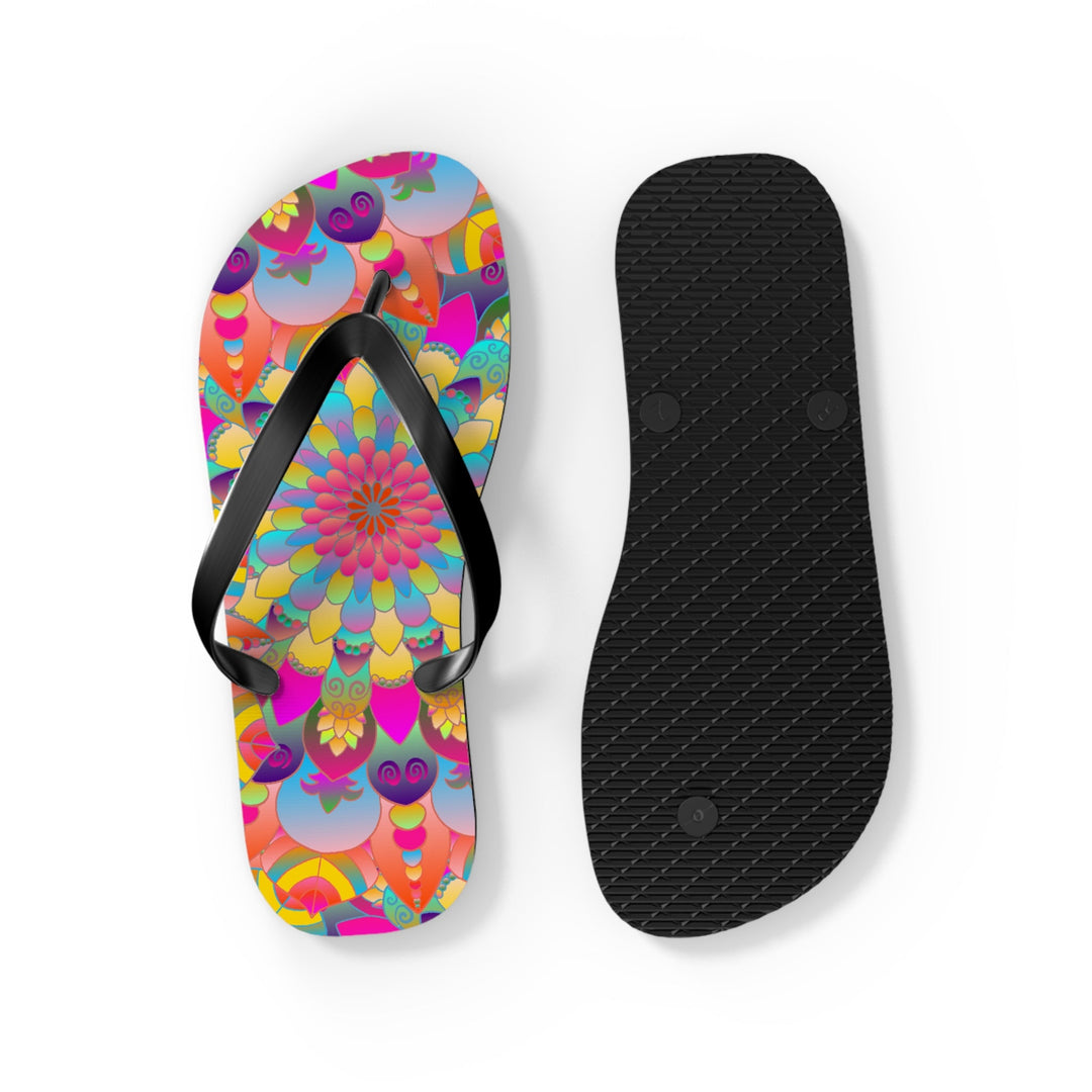 Vibrant Mandala Flip Flops - Spiritual & Colorful Shoes - Blululi