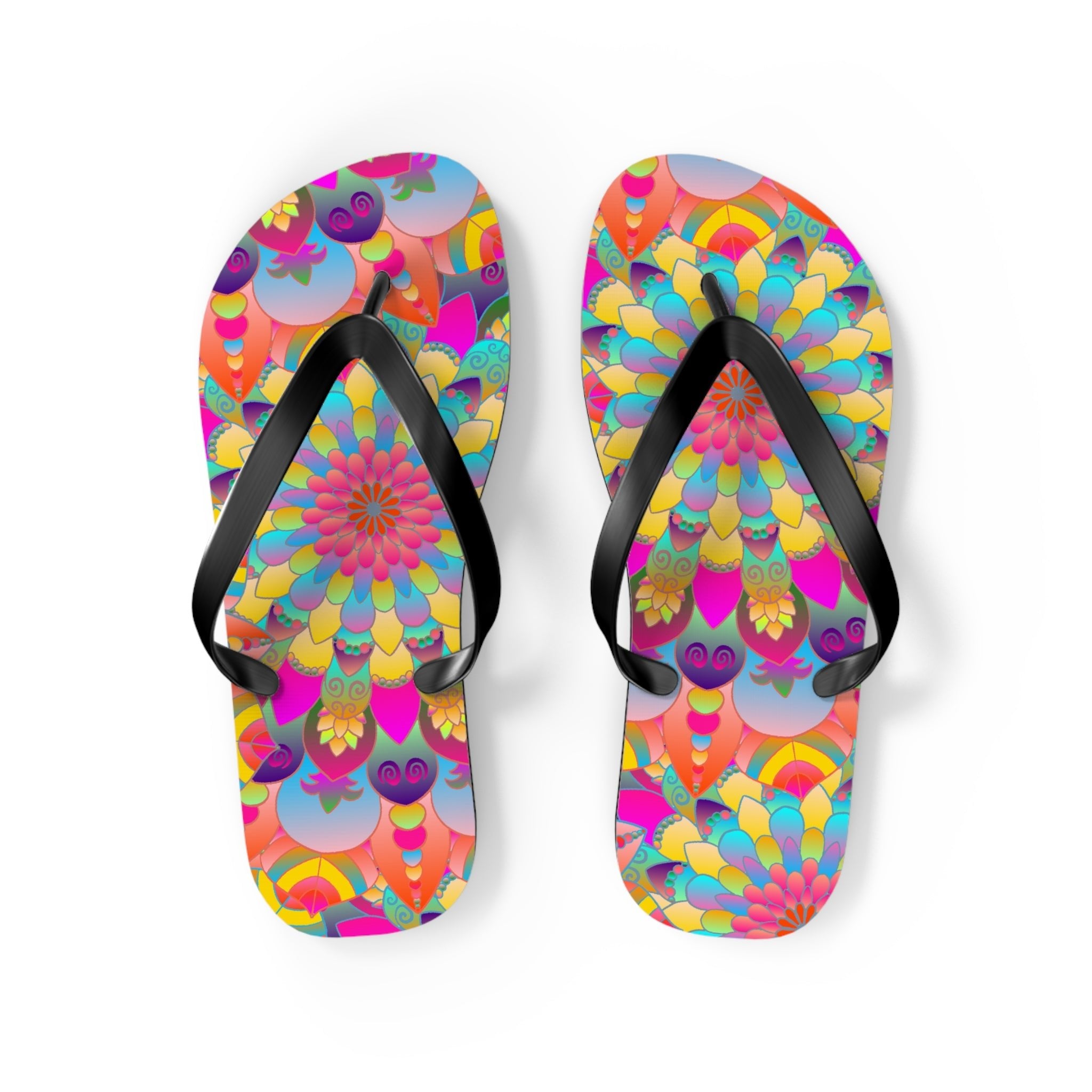 Vibrant Mandala Flip Flops - Spiritual & Colorful Shoes - Blululi