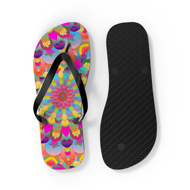 Vibrant Mandala Flip Flops - Spiritual & Colorful Shoes - Blululi