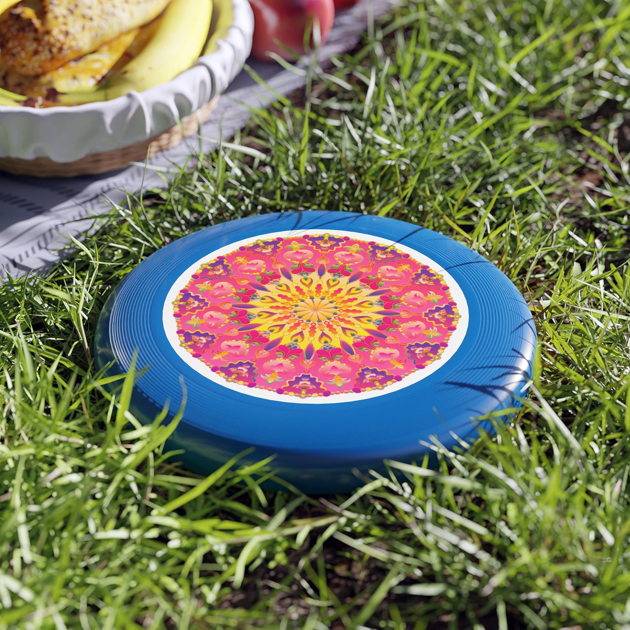 Vibrant Mandala Frisbee: Pink & Yellow Accessories - Blululi