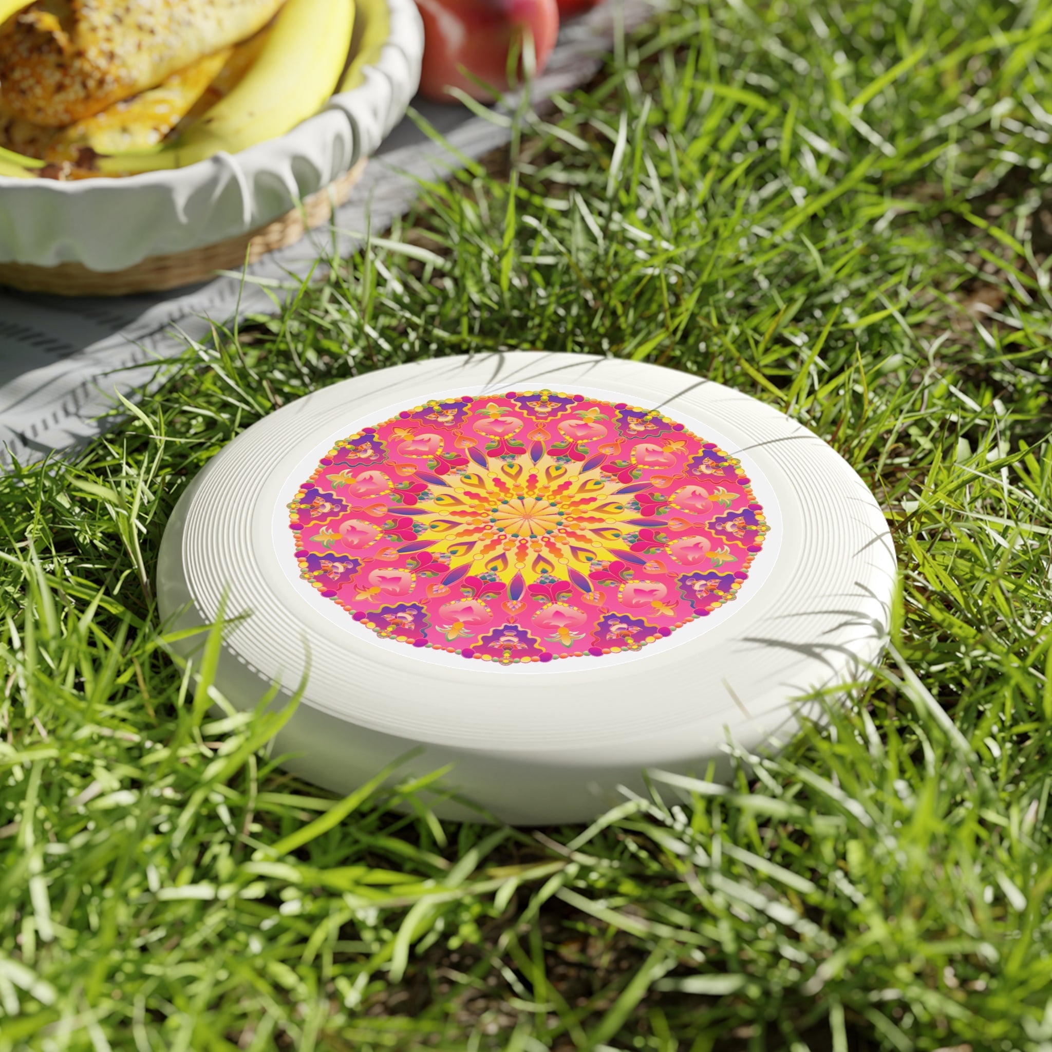 Vibrant Mandala Frisbee: Pink & Yellow Accessories - Blululi