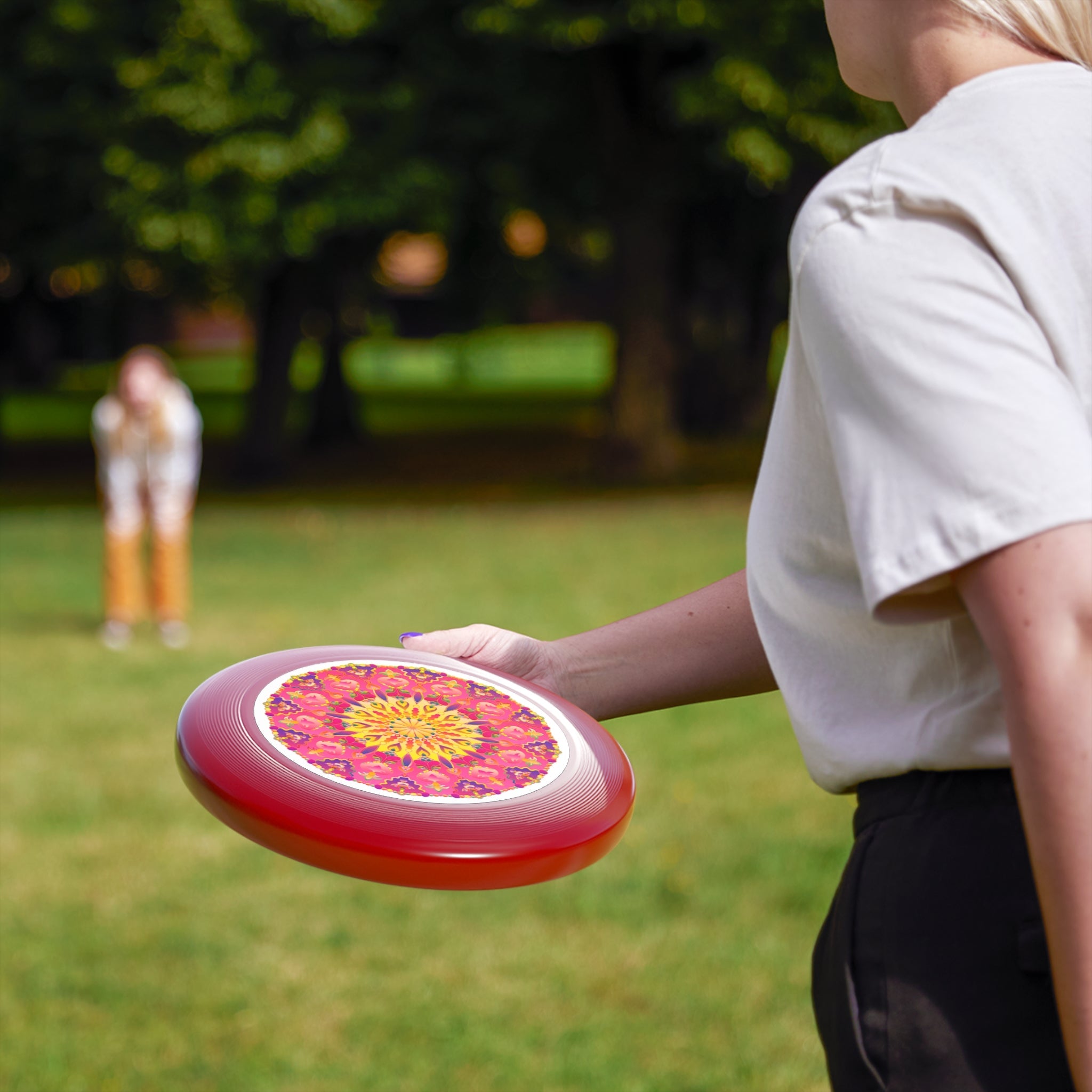 Vibrant Mandala Frisbee: Pink & Yellow Accessories - Blululi