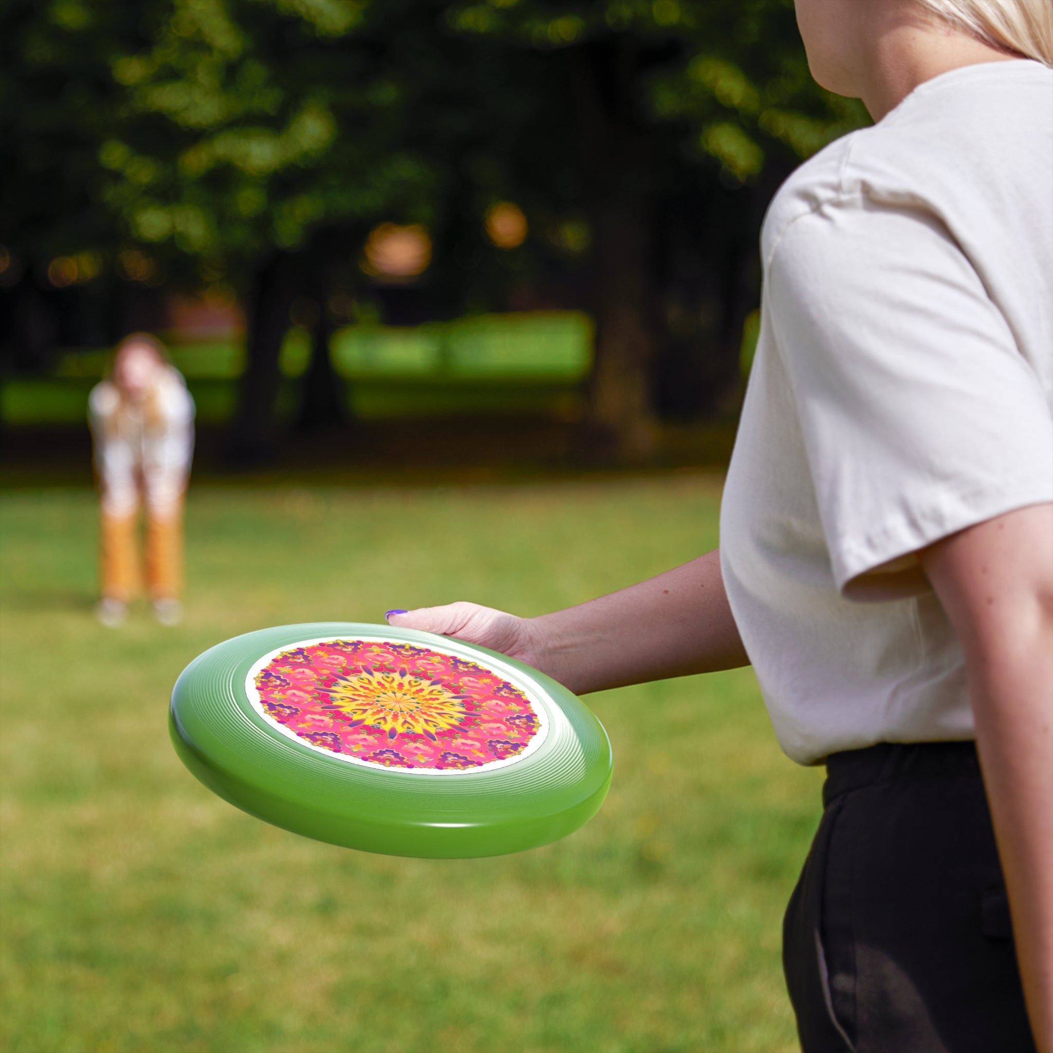 Vibrant Mandala Frisbee: Pink & Yellow Accessories - Blululi