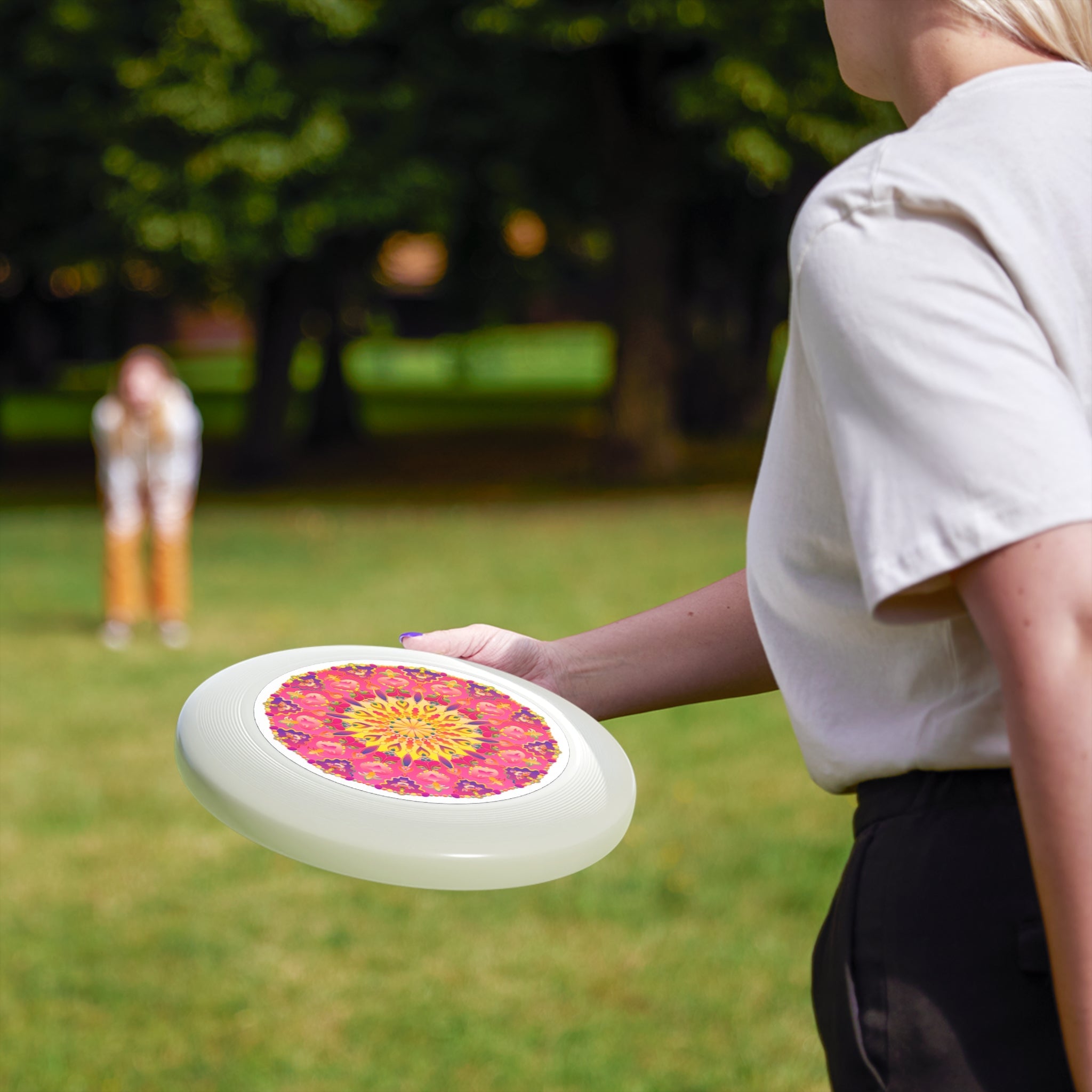 Vibrant Mandala Frisbee: Pink & Yellow Accessories - Blululi