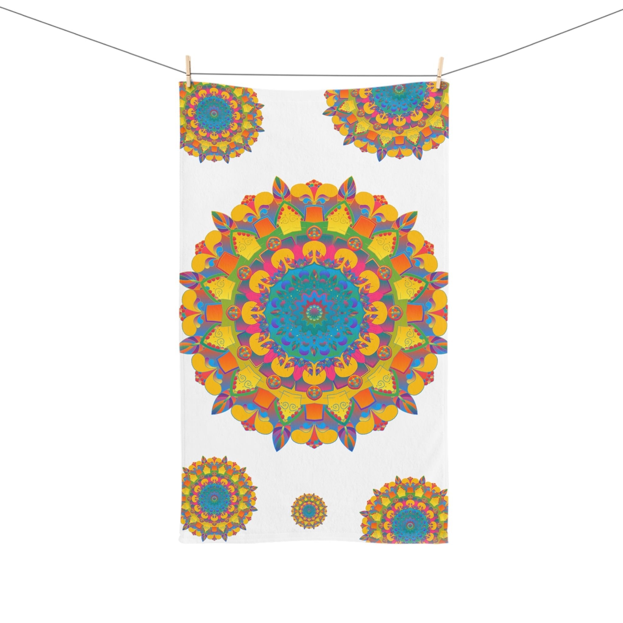 Vibrant Mandala Hand Towel - Colorful & Artistic Home Decor - Blululi