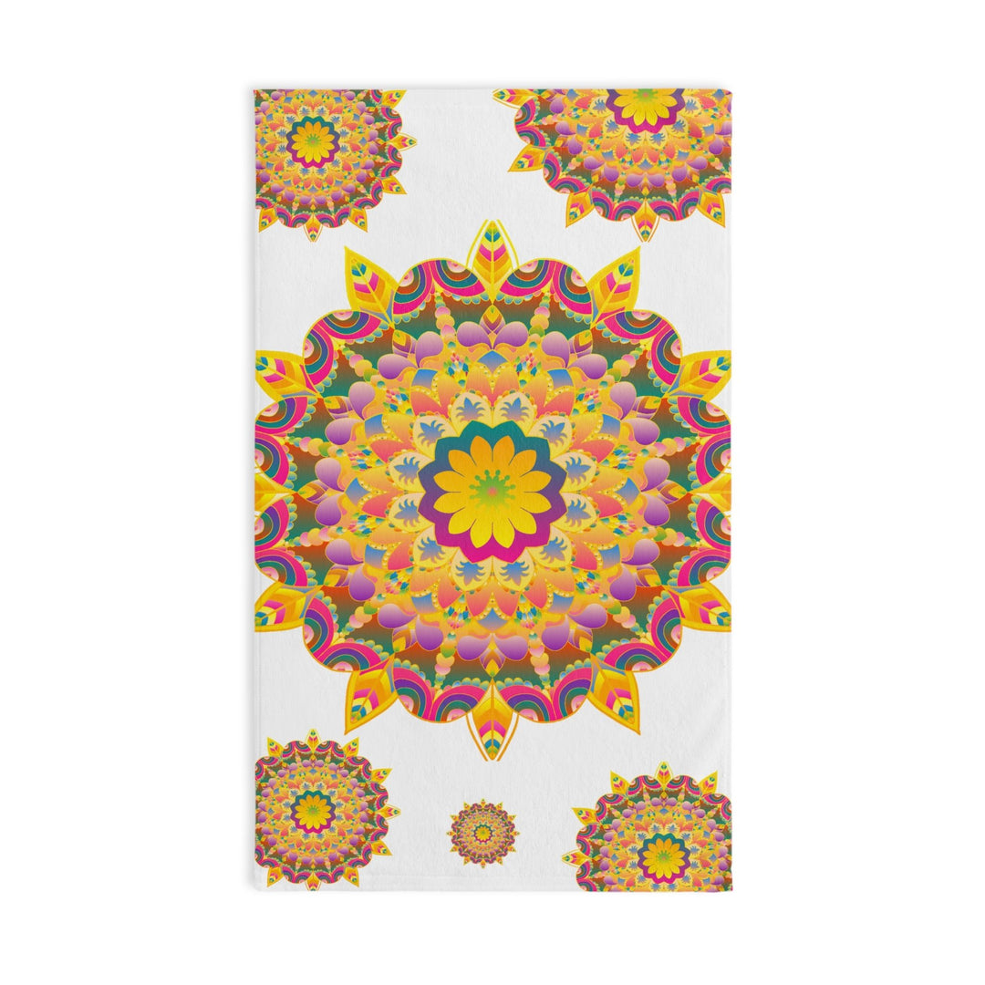 Vibrant Mandala Hand Towel - Colorful Floral Design Home Decor - Blululi