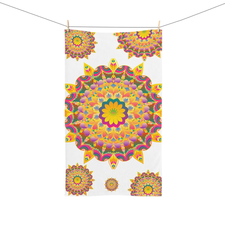 Vibrant Mandala Hand Towel - Colorful Floral Design Home Decor - Blululi