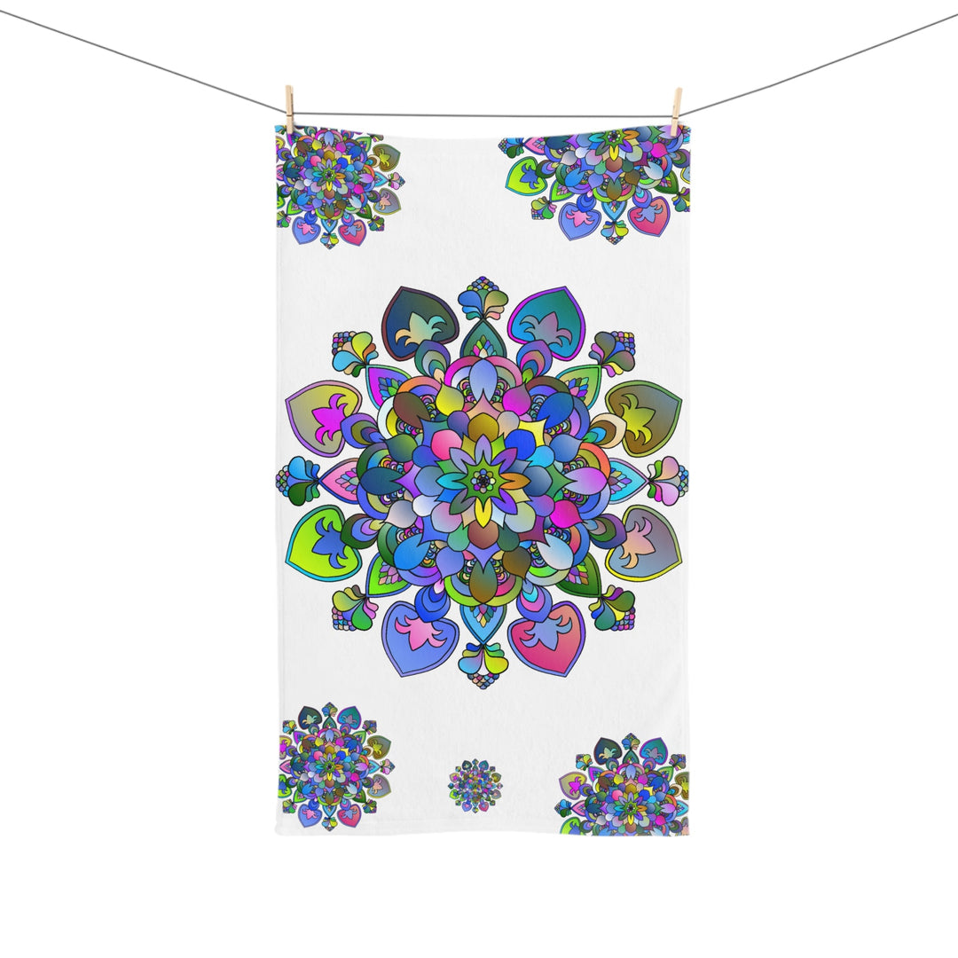 Vibrant Mandala Hand Towel - Colorful Floral Design Home Decor - Blululi