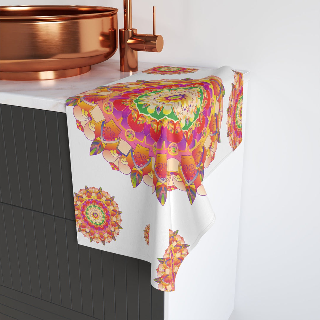 Vibrant Mandala Hand Towel - Colorful & Geometric Home Decor - Blululi