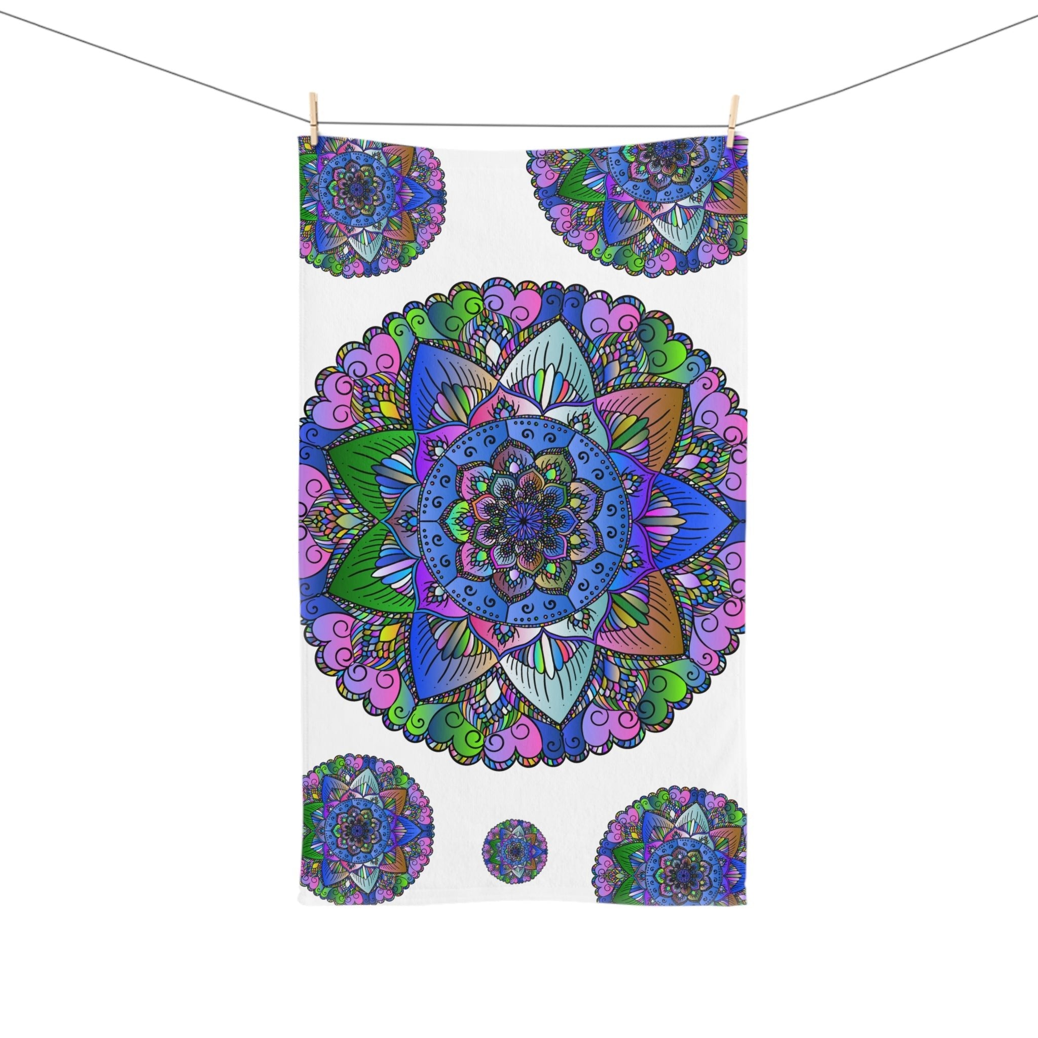 Vibrant Mandala Hand Towel - Colorful & Intricate Home Decor - Blululi