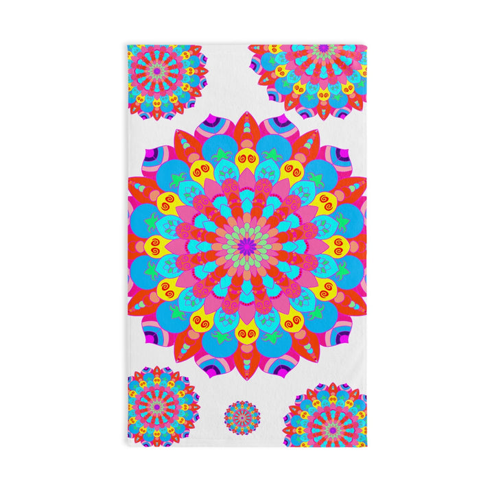 Vibrant Mandala Hand Towel - Colorful & Psychedelic Home Decor - Blululi
