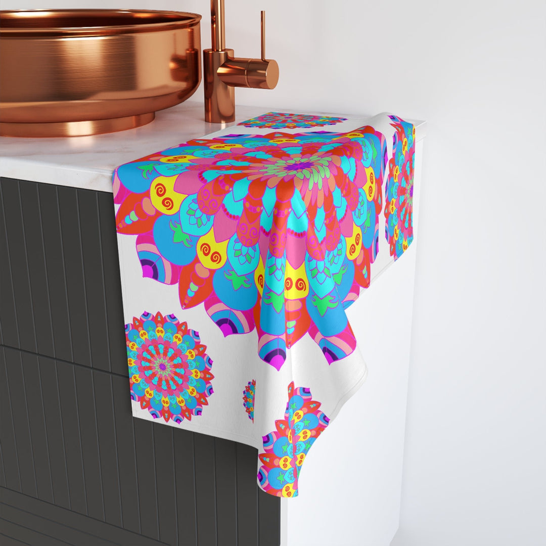 Vibrant Mandala Hand Towel - Colorful & Psychedelic Home Decor - Blululi