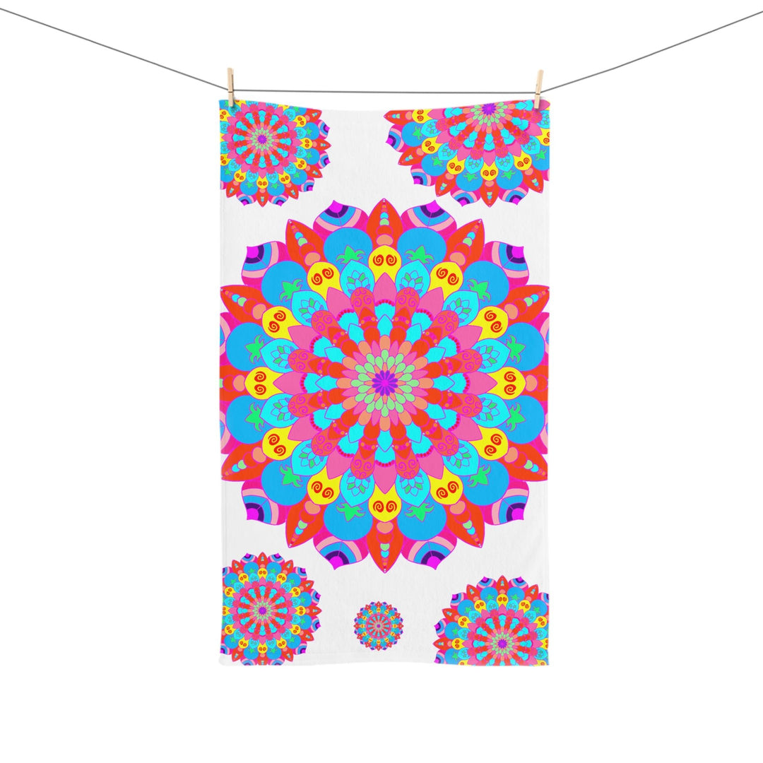 Vibrant Mandala Hand Towel - Colorful & Psychedelic Home Decor - Blululi