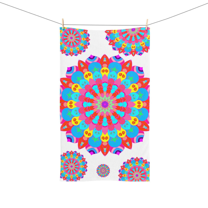 Vibrant Mandala Hand Towel - Colorful & Psychedelic Home Decor - Blululi