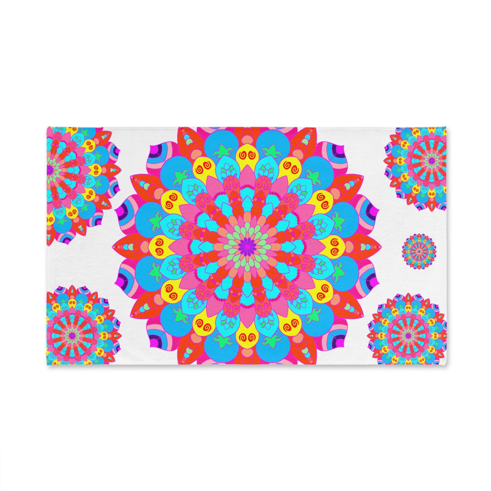 Vibrant Mandala Hand Towel - Colorful & Psychedelic Home Decor - Blululi