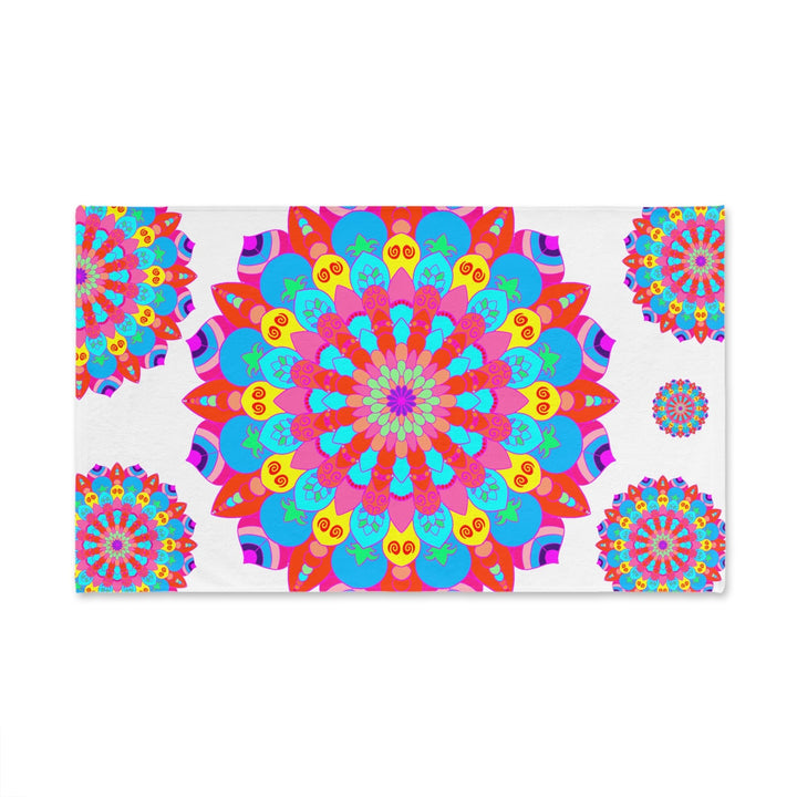 Vibrant Mandala Hand Towel - Colorful & Psychedelic Home Decor - Blululi