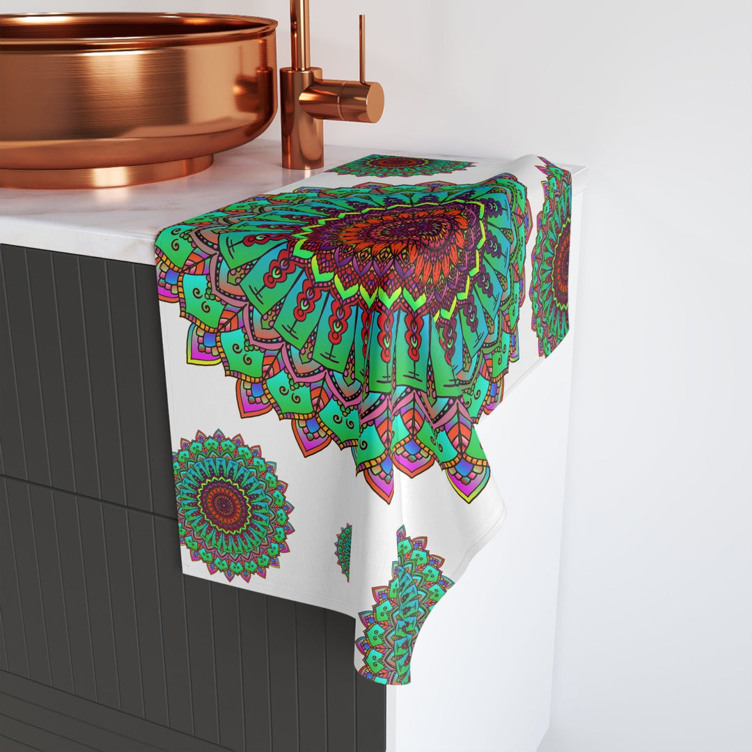 Vibrant Mandala Hand Towel - Colorful & Spiritual Home Decor - Blululi