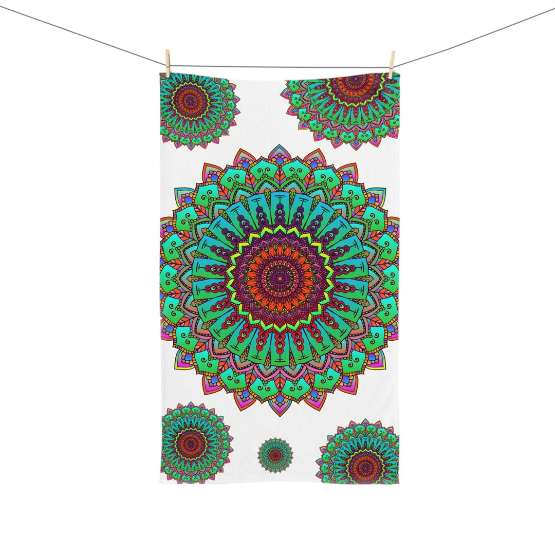 Vibrant Mandala Hand Towel - Colorful & Spiritual Home Decor - Blululi