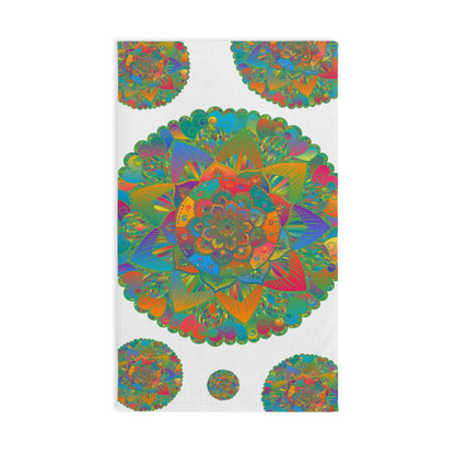 Vibrant Mandala Hand Towel - Green & Red Home Decor - Blululi