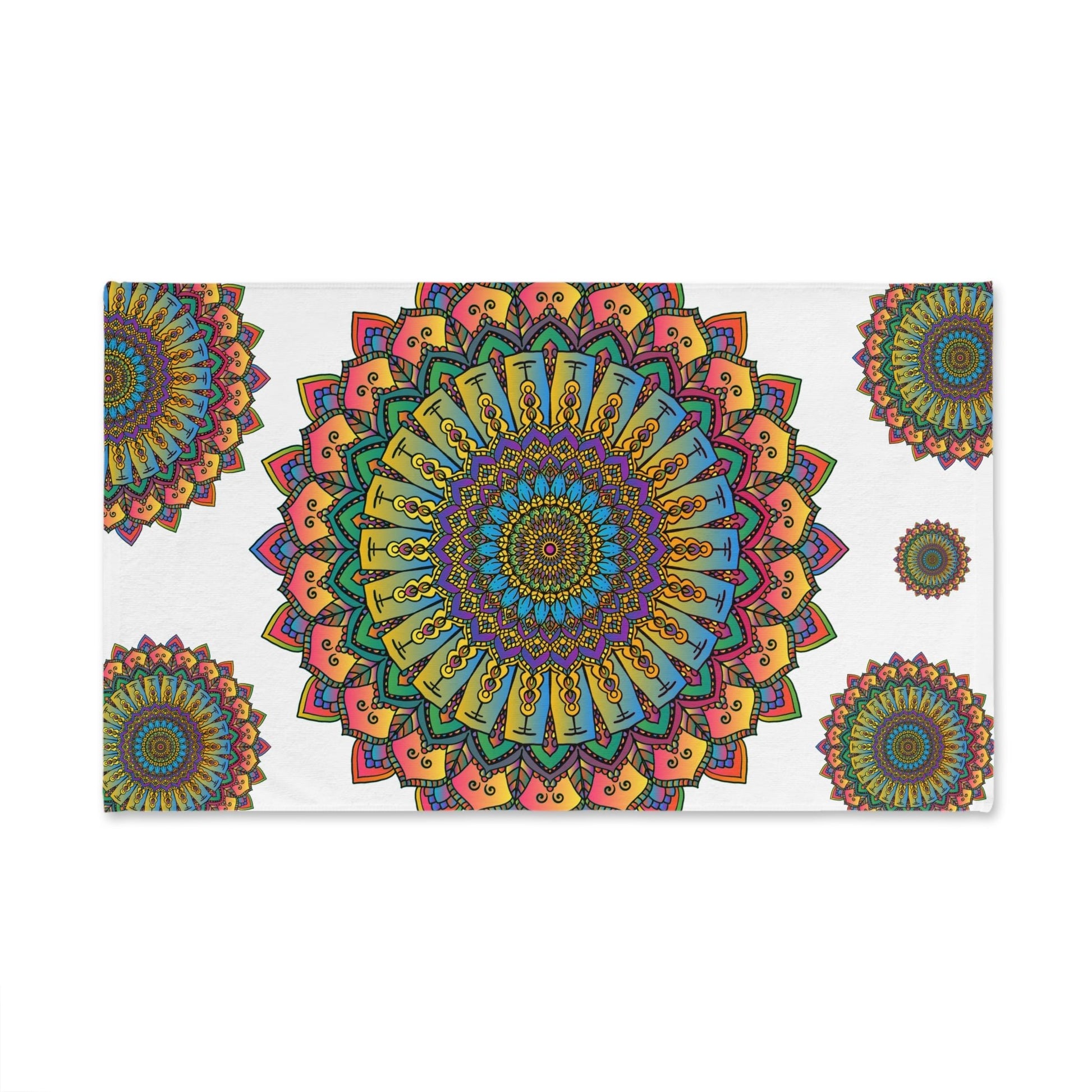 Vibrant Mandala Hand Towel - Intricate Design Home Decor - Blululi