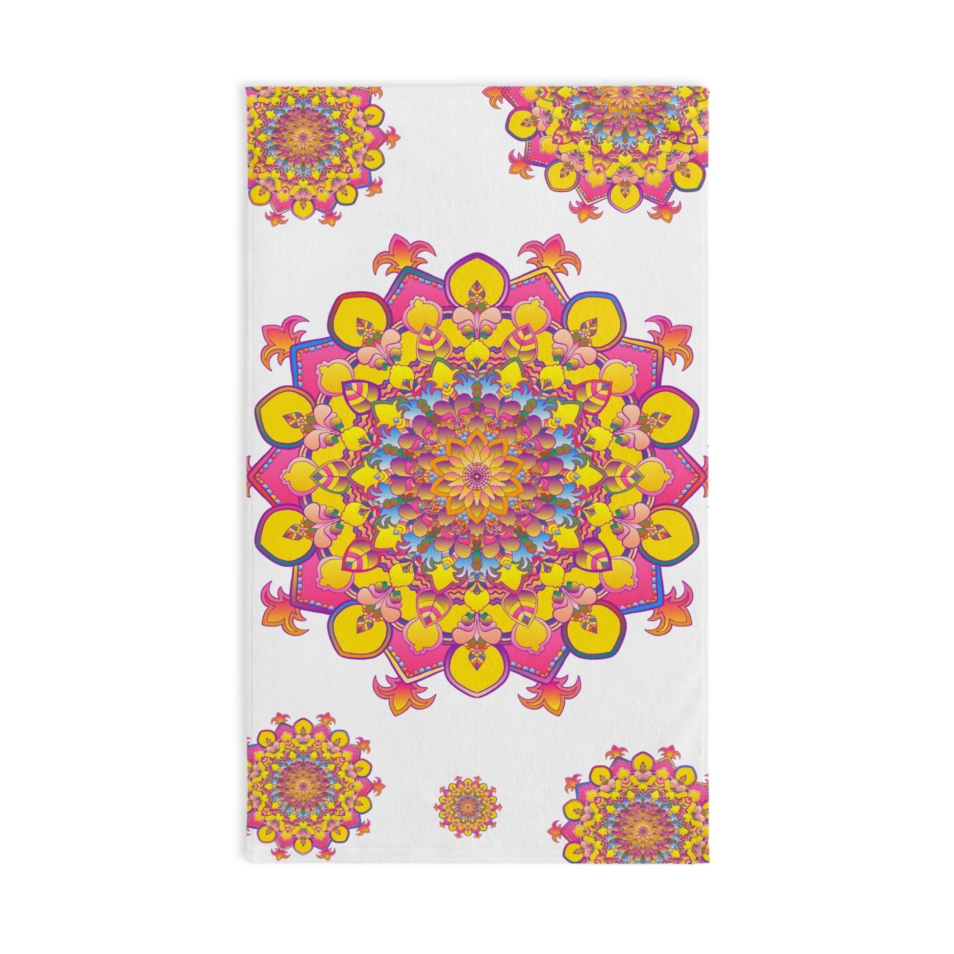 Vibrant Mandala Hand Towel - Pink & Yellow Home Decor - Blululi