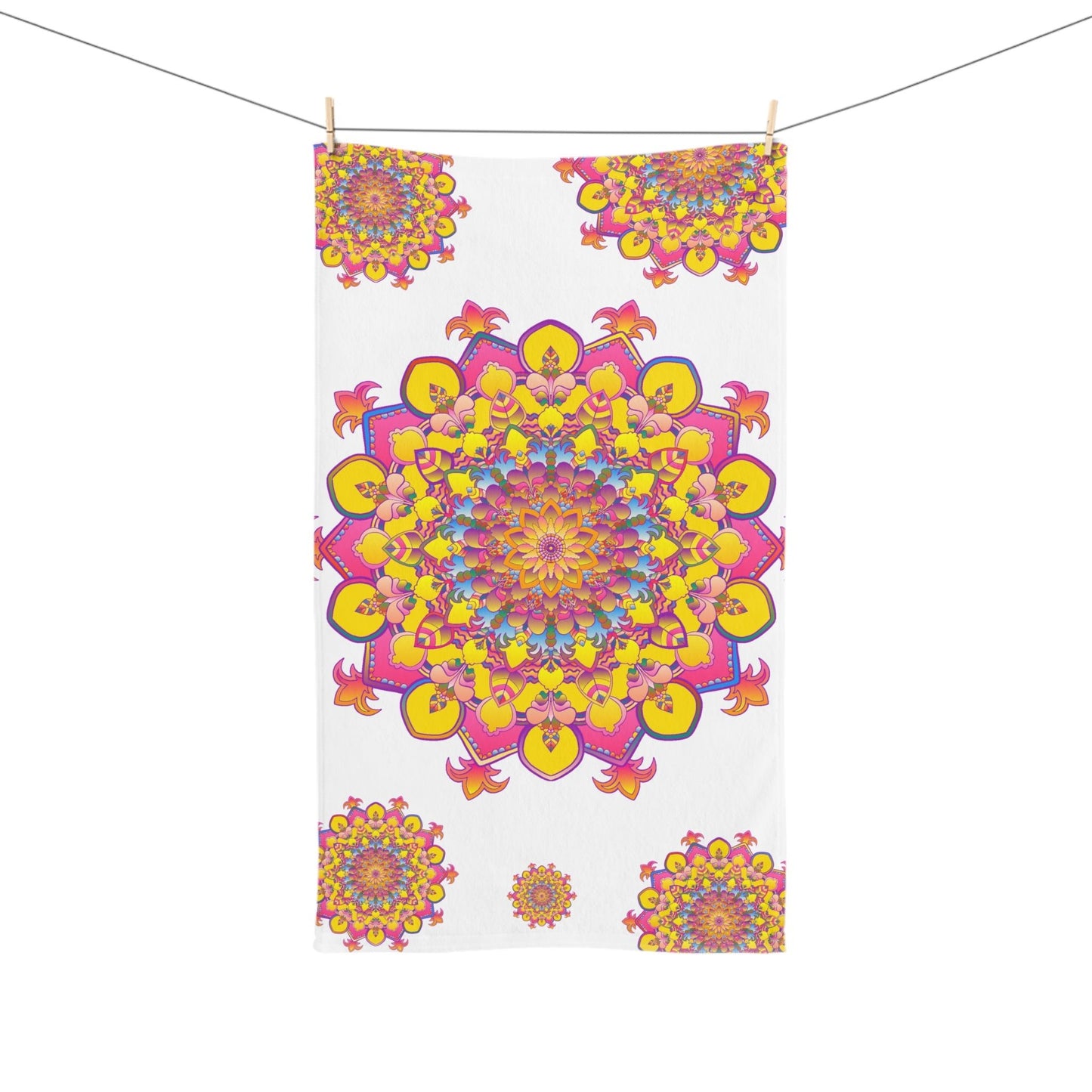 Vibrant Mandala Hand Towel - Pink & Yellow Home Decor - Blululi