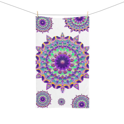 Vibrant Mandala Hand Towel - Purple Flower Design Home Decor - Blululi