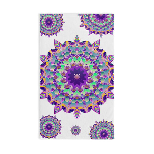 Vibrant Mandala Hand Towel - Purple Flower Design Home Decor - Blululi