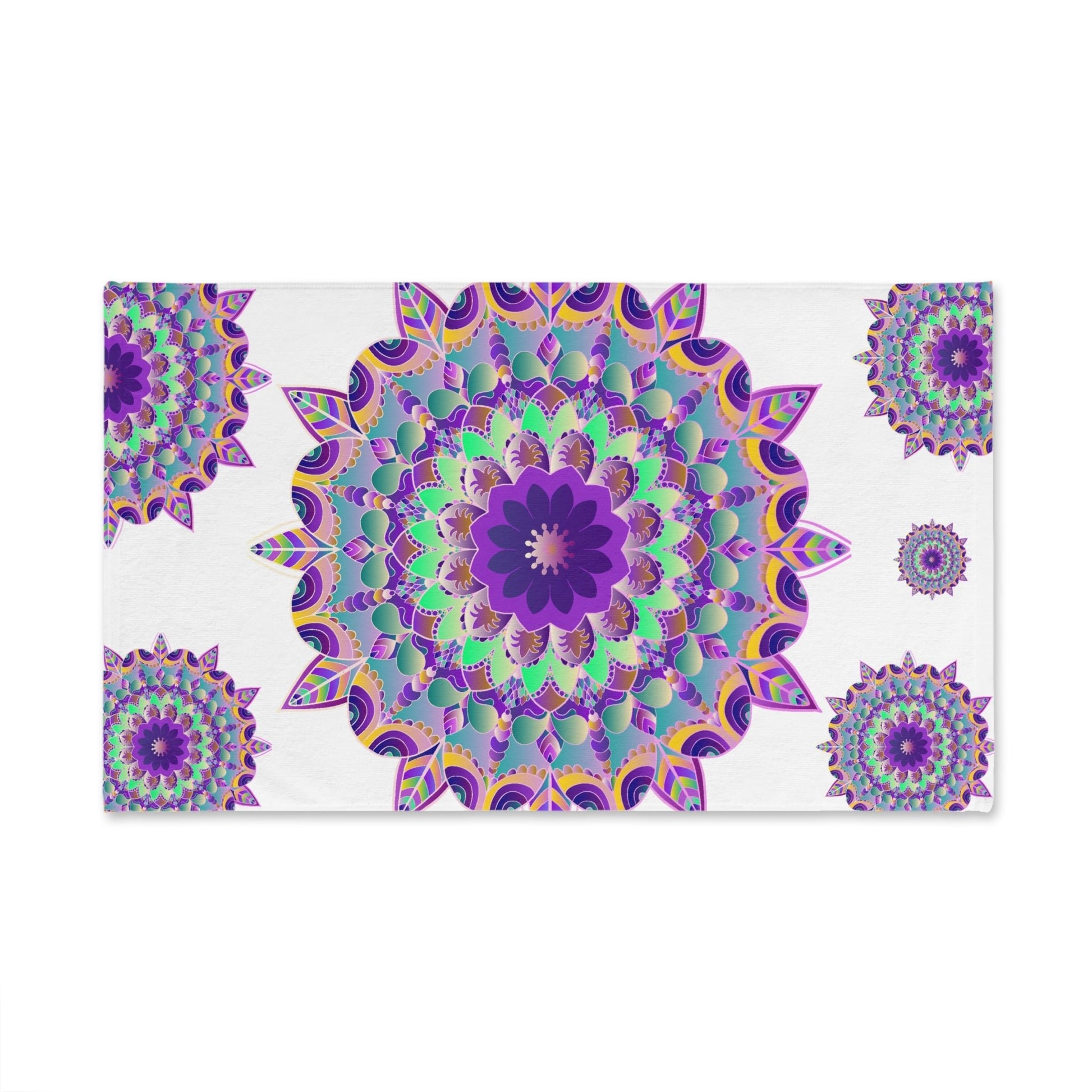 Vibrant Mandala Hand Towel - Purple Flower Design Home Decor - Blululi