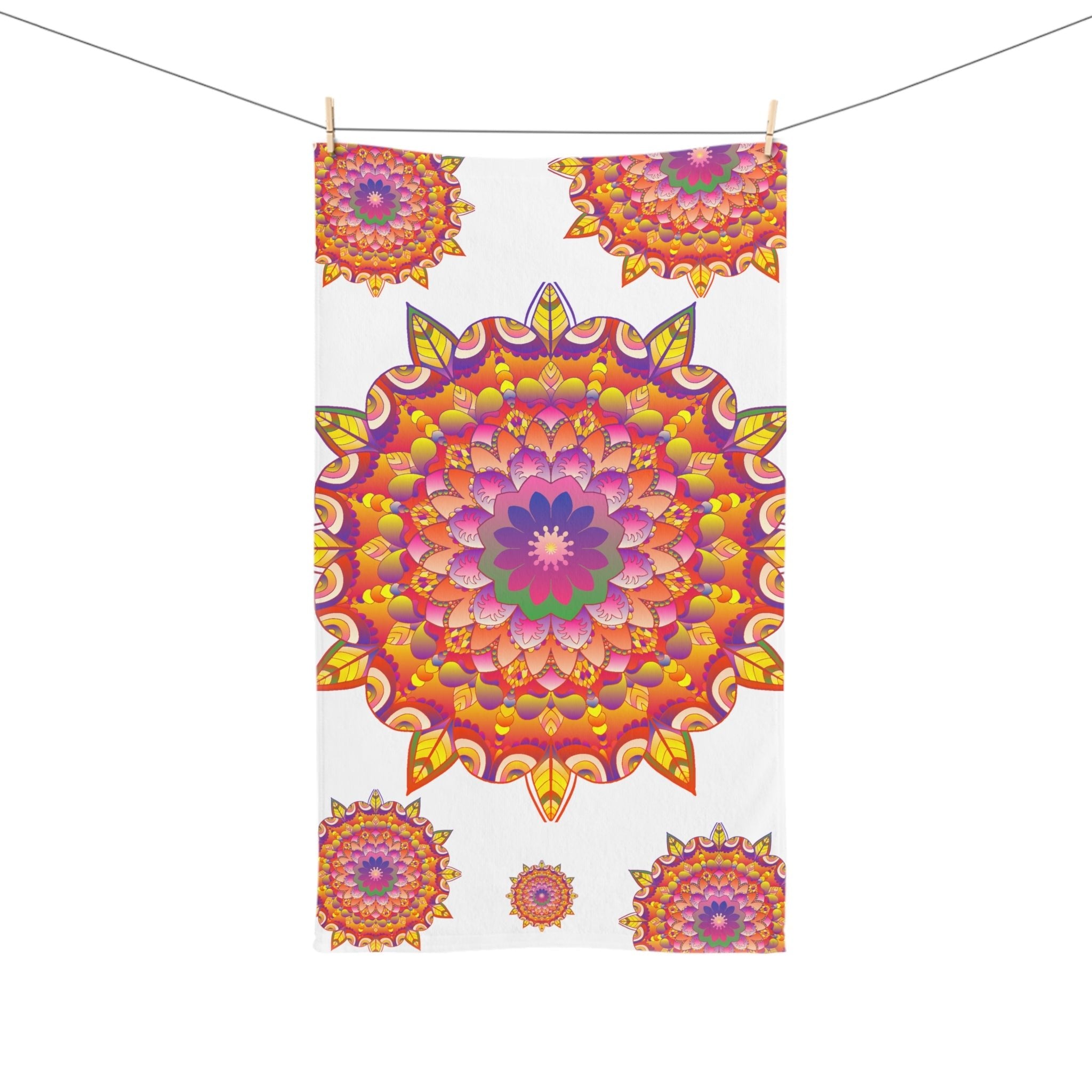 Vibrant Mandala Hand Towel - Spiritual Decor Home Decor - Blululi