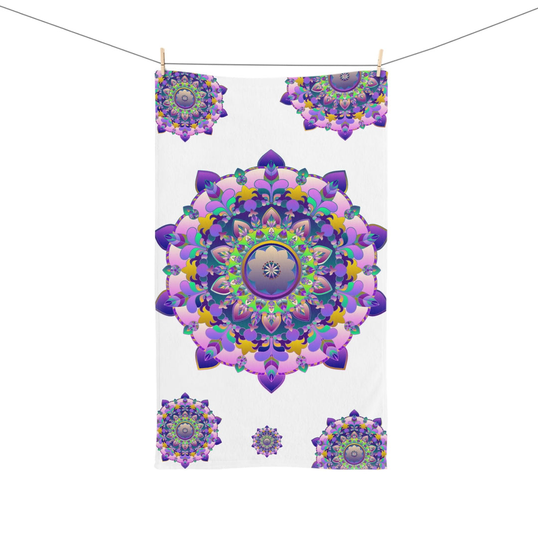 Vibrant Mandala Hand Towel - Stained Glass Inspired Home Decor - Blululi