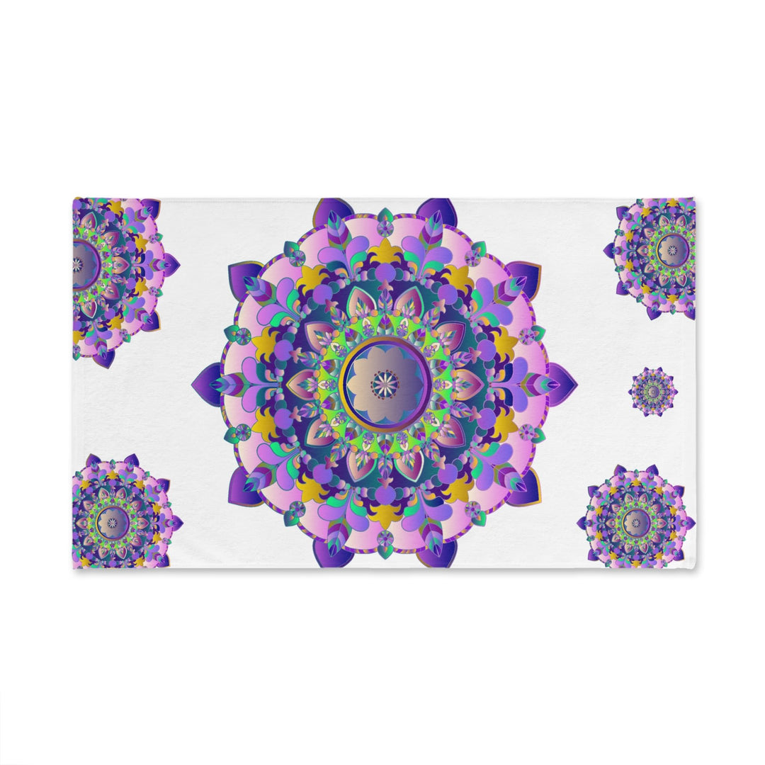 Vibrant Mandala Hand Towel - Stained Glass Inspired Home Decor - Blululi