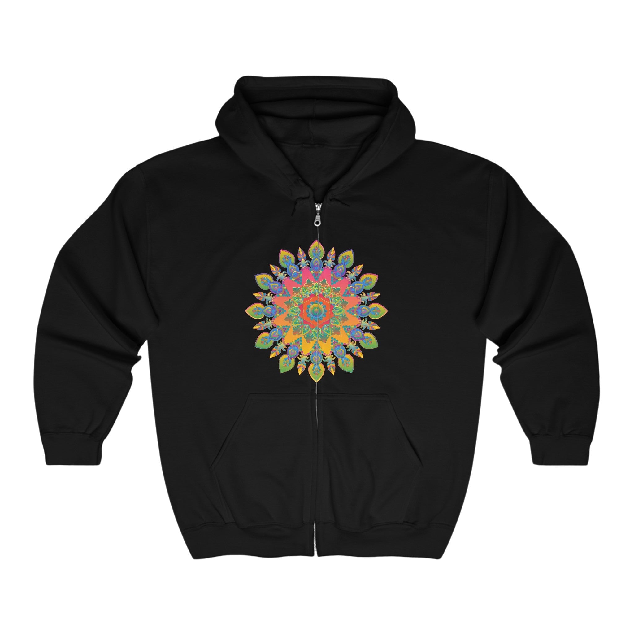 Vibrant Mandala Hoodie - Colorful Spiritual Design Hoodie - Blululi