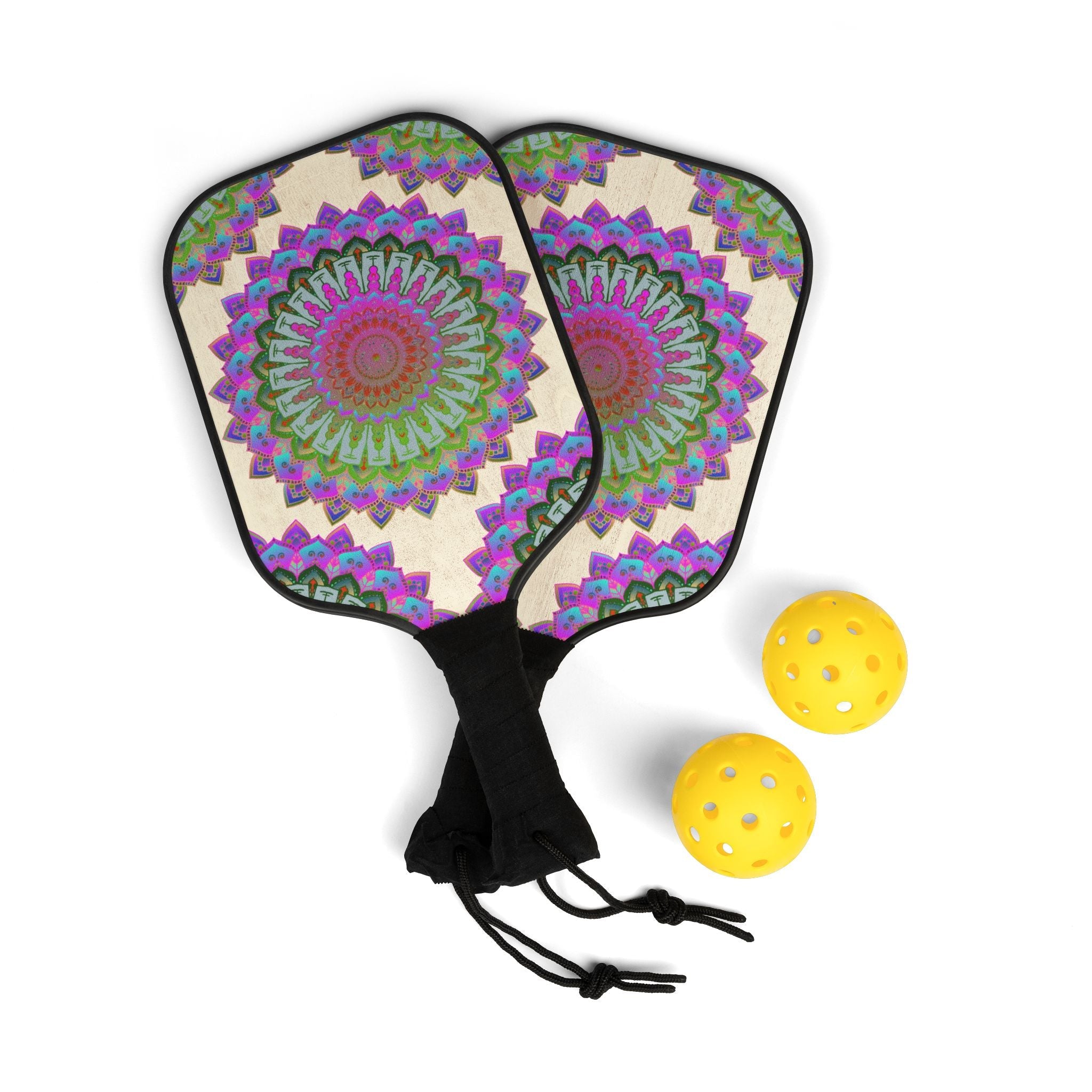 Vibrant Mandala Pickleball Kit Accessories - Blululi