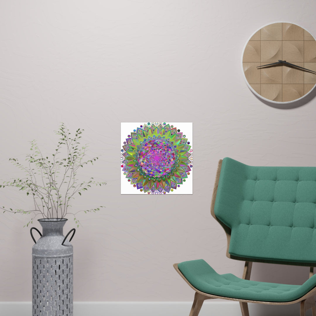 Vibrant Mandala Poster - Colorful Art Print Poster - Blululi