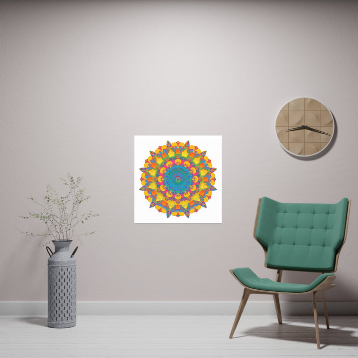 Vibrant Mandala Poster - Colorful Circular Art Poster - Blululi