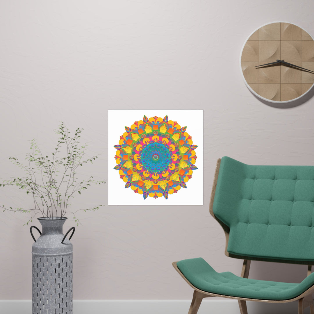 Vibrant Mandala Poster - Colorful Circular Art Poster - Blululi