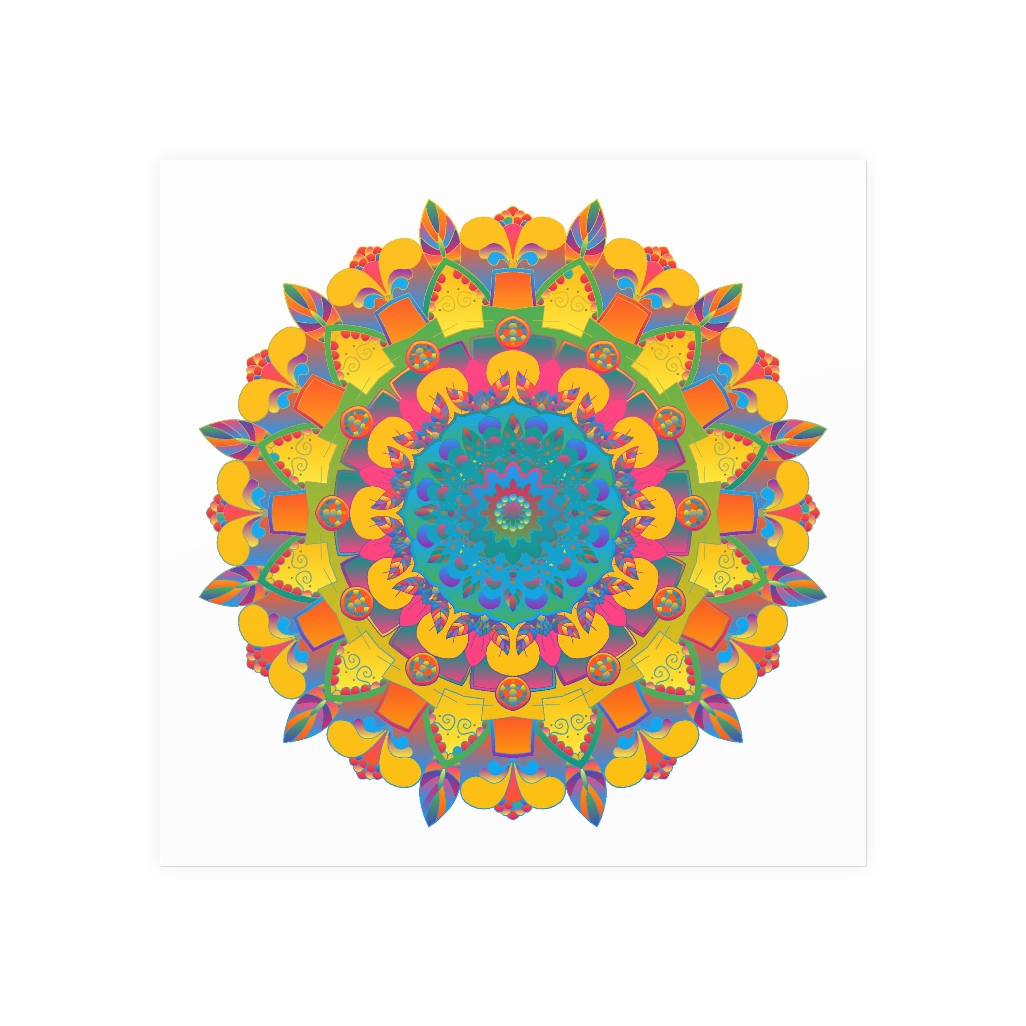 Vibrant Mandala Poster - Colorful Circular Art Poster - Blululi