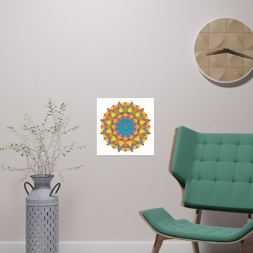 Vibrant Mandala Poster - Colorful Circular Art Poster - Blululi