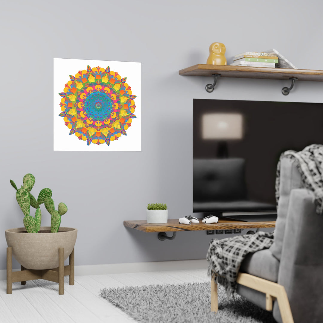 Vibrant Mandala Poster - Colorful Circular Art Poster - Blululi