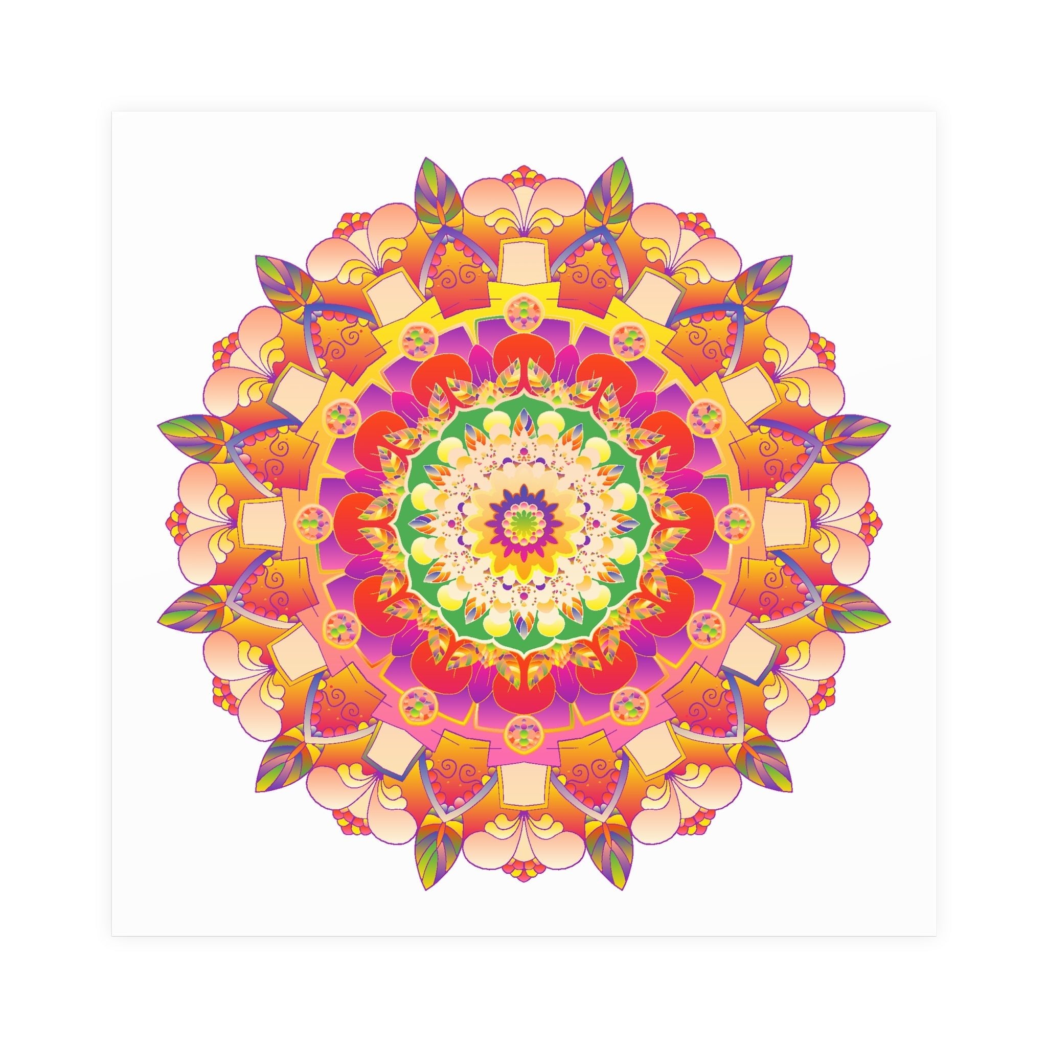 Vibrant Mandala Poster - Colorful Floral Art Poster - Blululi