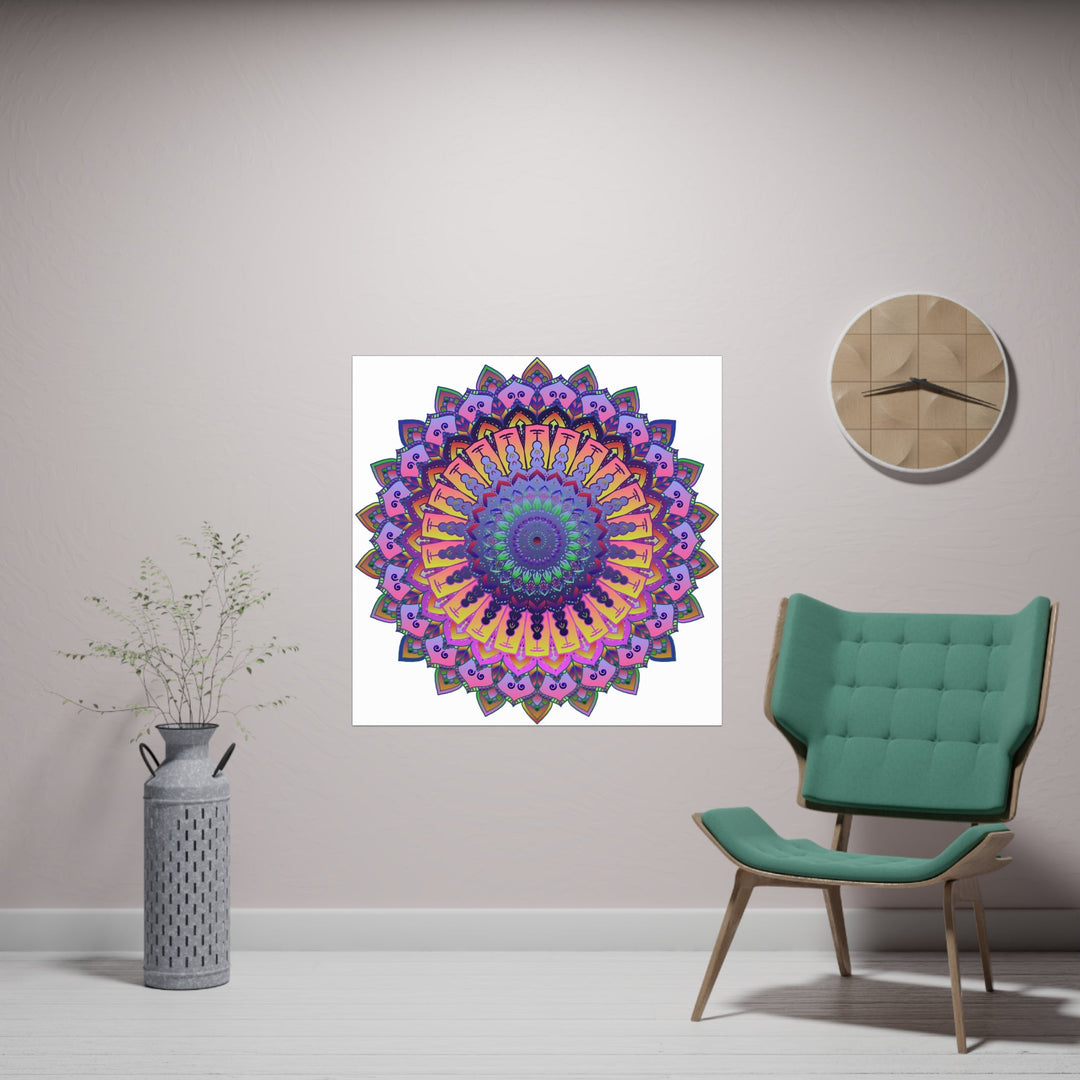 Vibrant Mandala Poster - Colorful Floral Art Poster - Blululi