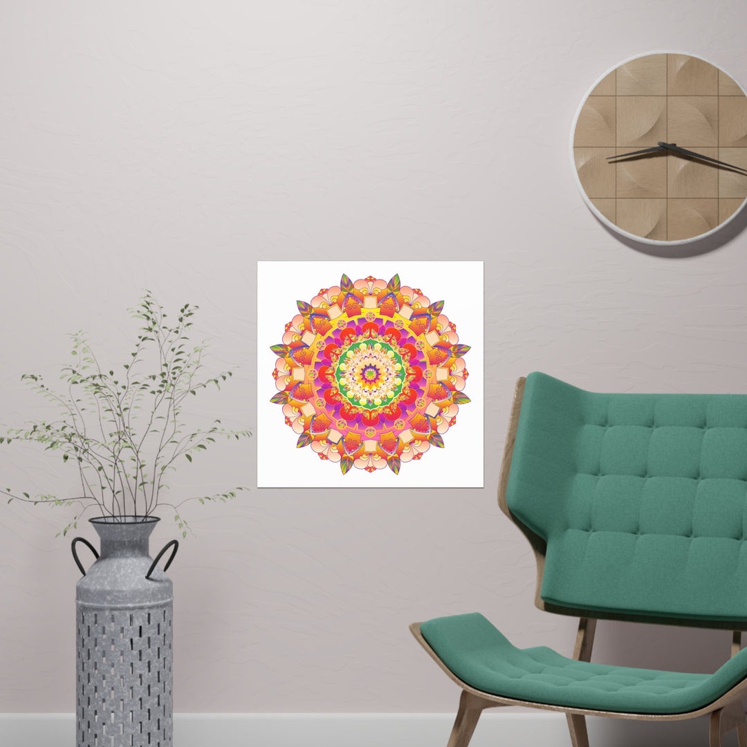 Vibrant Mandala Poster - Colorful Floral Art Poster - Blululi