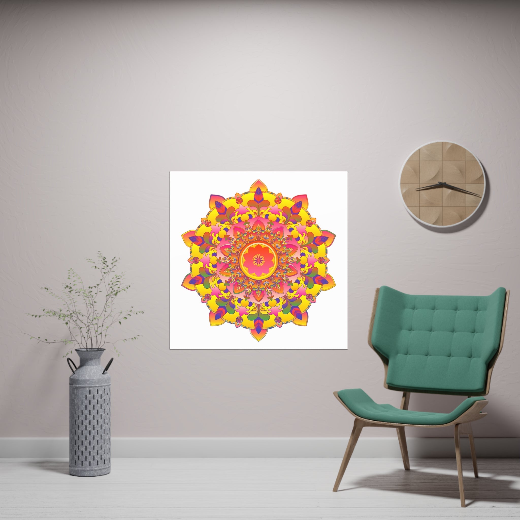 Vibrant Mandala Poster - Colorful Floral Art Poster - Blululi