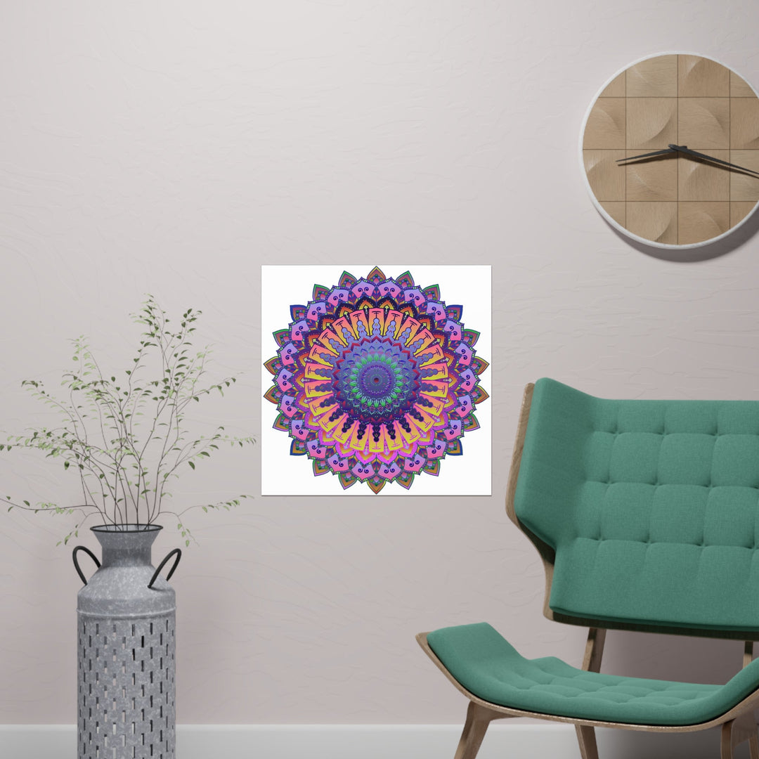 Vibrant Mandala Poster - Colorful Floral Art Poster - Blululi