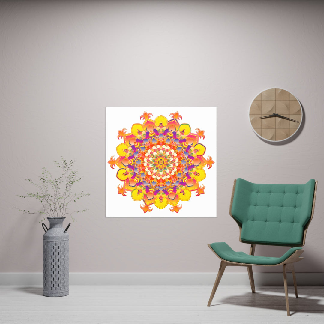 Vibrant Mandala Poster - Colorful Floral Design Poster - Blululi